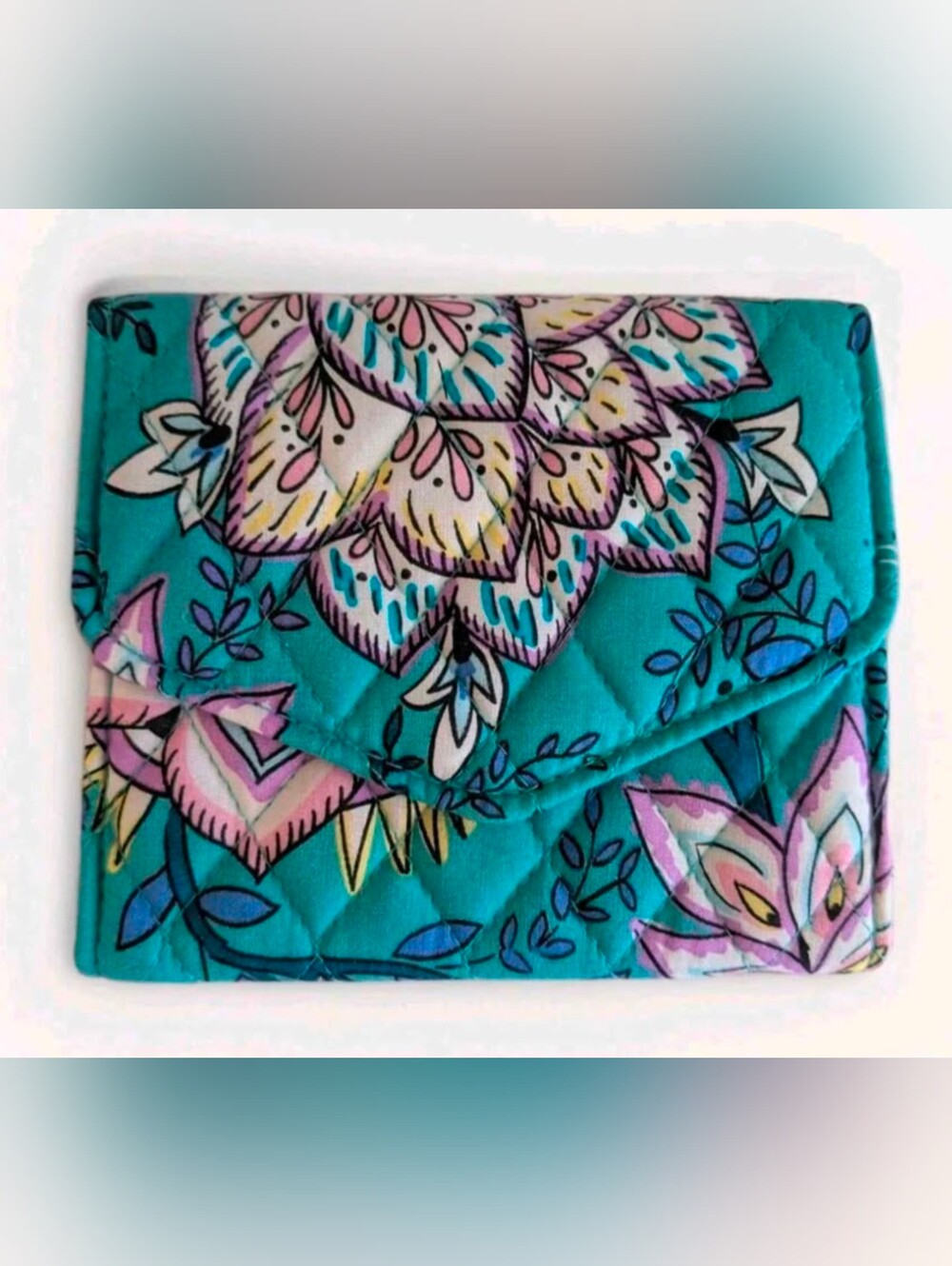 Vera Bradley Tri-Fold RFID Wallet Blue Floral NWT